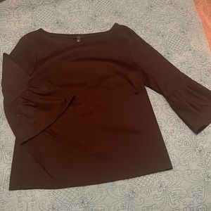 Black elbow length with ruffle sleeve shirt